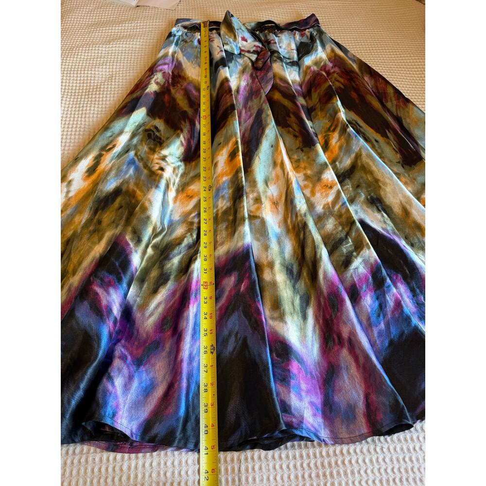 Boho Hippie Tie Dye Retro Silkey Elastic Waist Maxi/ Midi Skirt Lg Her Destiny - Picture 12 of 16